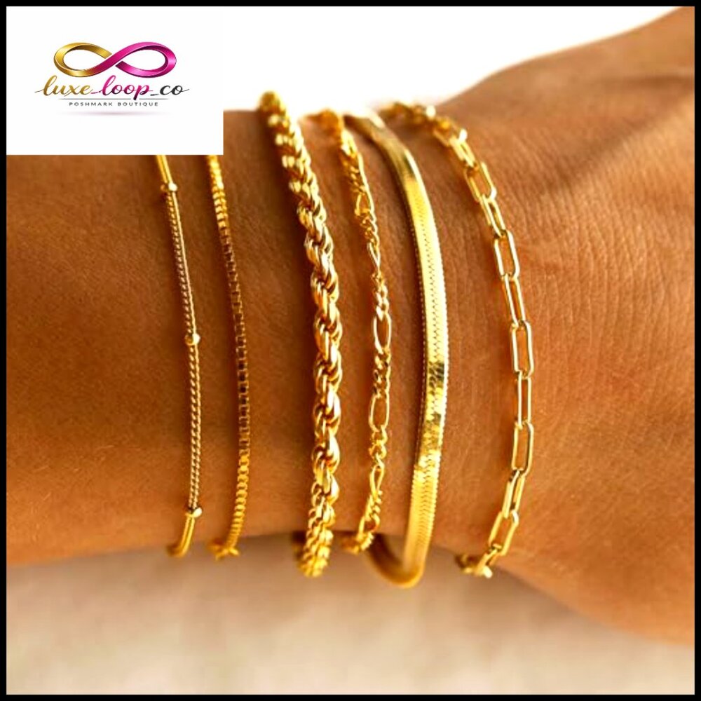 14k Gold Plated Stackable Bracelets Set With Exte… - image 2
